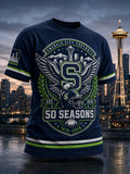 Men's Seattle Seahawks 50th Anniversary Art Print T-Shirt