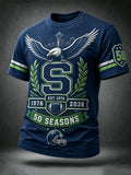Men's Seattle Seahawks 50th Anniversary Art Print T-Shirt