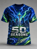 Men's Seattle Football Team 50th Anniversary Art Print T-Shirt