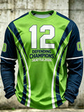 Men's Seattle Football Printed Waffle Long Sleeved Round Neck Sweatshirt